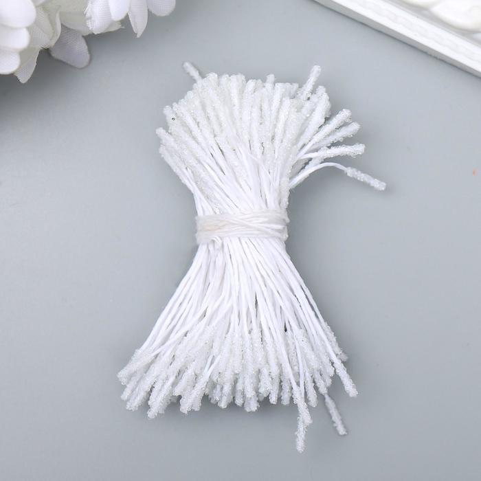 Тычинки для искусственных цветов "Пушистые белые" длина 6 см (набор 170 шт)