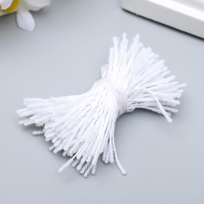 Тычинки для искусственных цветов "Пушистые белые" длина 6 см (набор 170 шт)