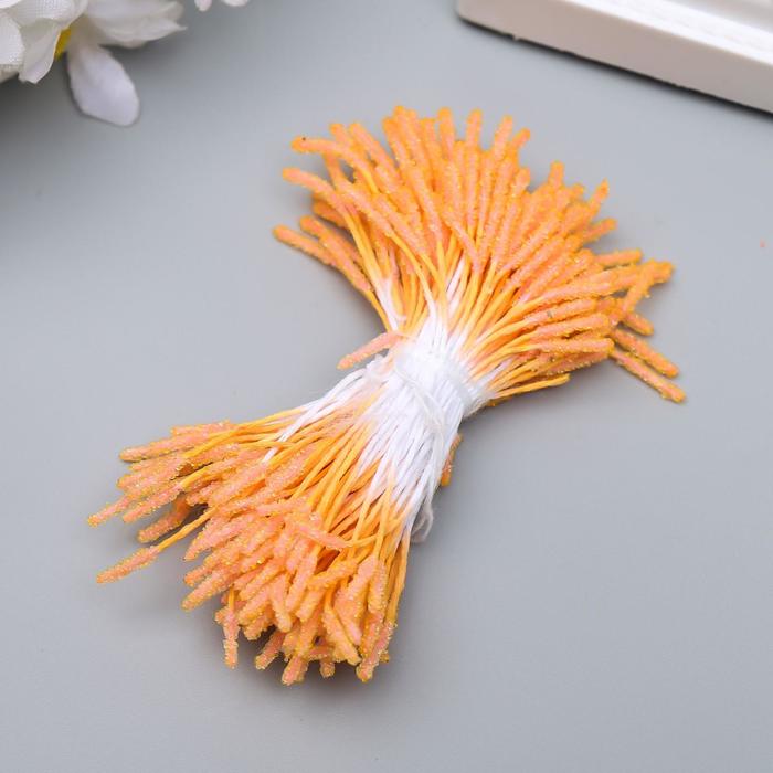 Тычинки для искусственных цветов "Пушистые оранжевые" длина 6 см (набор 170 шт)