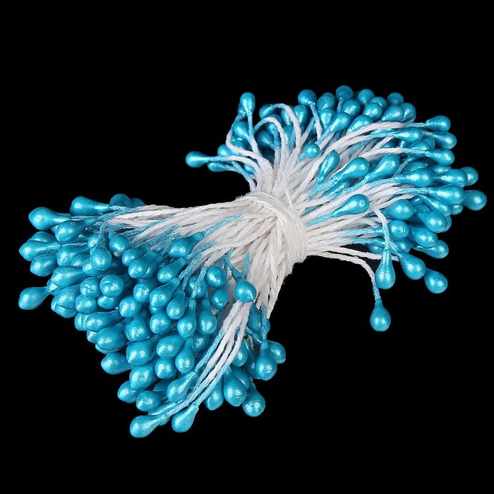 Тычинки для искусственных цветов "Капельки светло-голубые" (набор 130 шт) длина 6 см