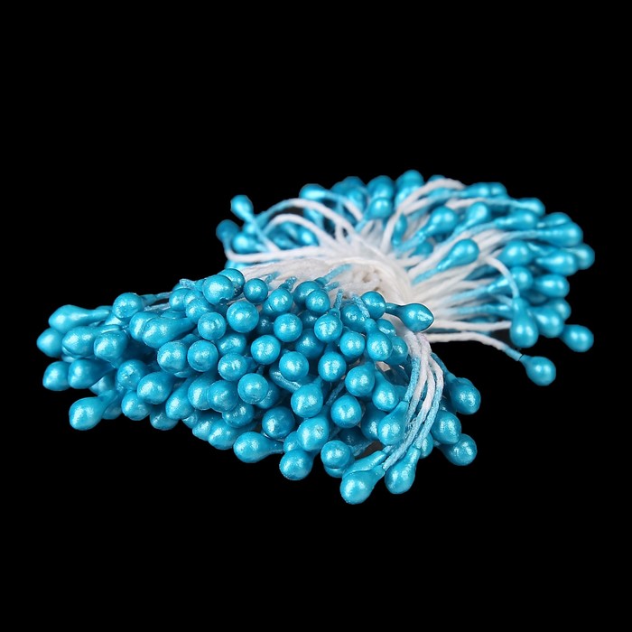 Тычинки для искусственных цветов "Капельки светло-голубые" (набор 130 шт) длина 6 см