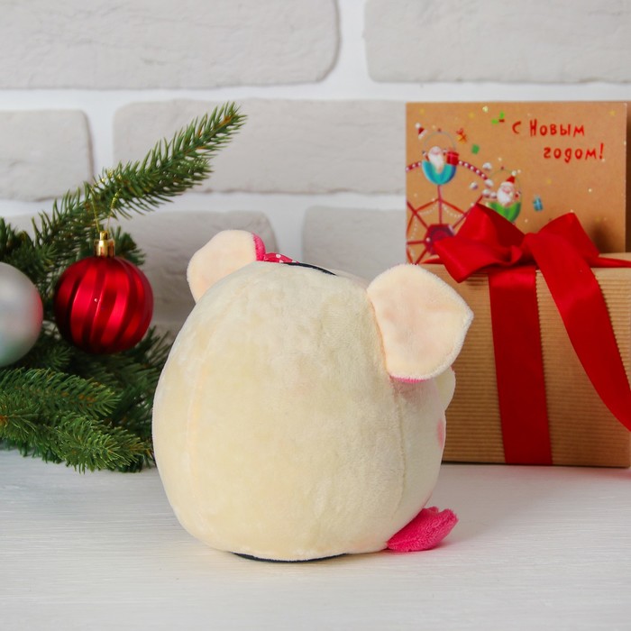 Мягкая музыкальная игрушка-копилка "Хрюша с бантиком" светятся щёчки, цвета микс