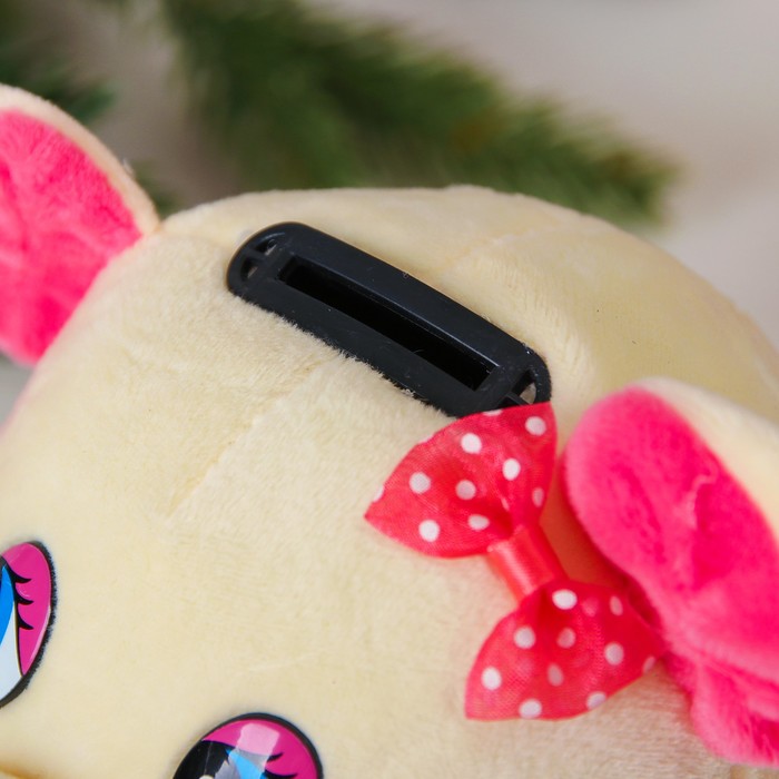 Мягкая музыкальная игрушка-копилка "Хрюша с бантиком" светятся щёчки, цвета микс