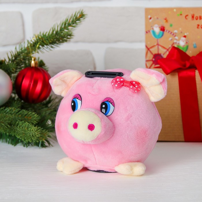 Мягкая музыкальная игрушка-копилка "Хрюша" розовые щёчки