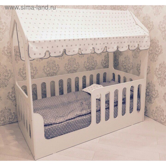 Детская кровать-домик без ящика, белый, 800х1600, текстиль 2 детская кровать домик без ящика цвет белый 800 × 1600 мм текстильный полог