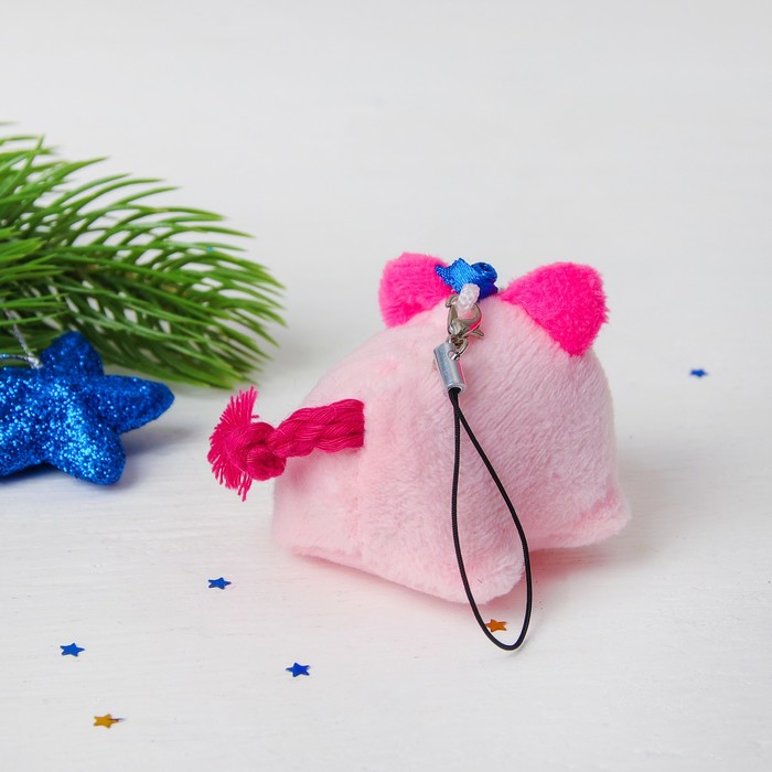 Мягкая игрушка-подвеска "Хрюша с цветком на голове" цвета микс