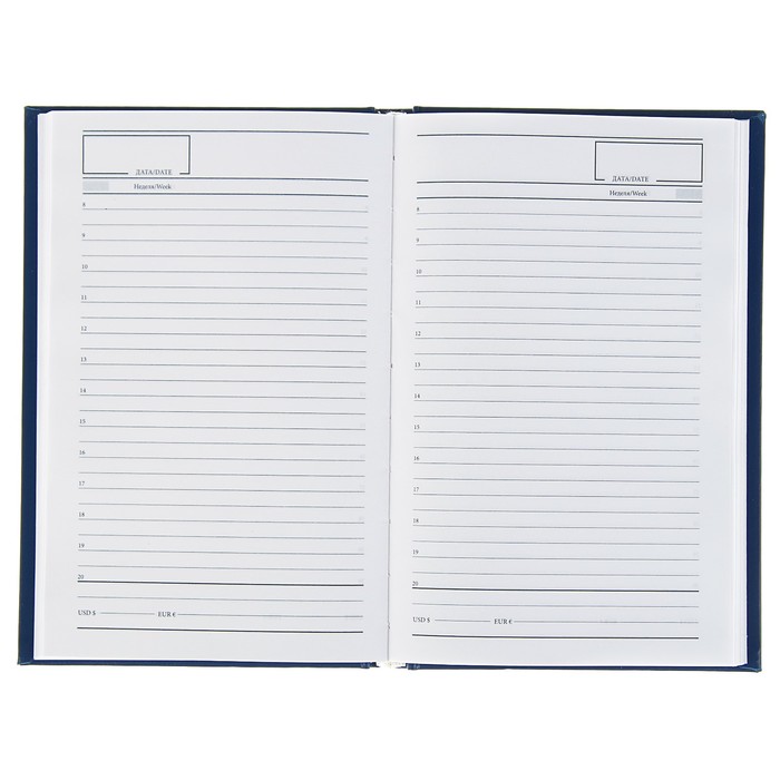 Ежедневник недатированный А5, 320 страниц, бумвинил, синий