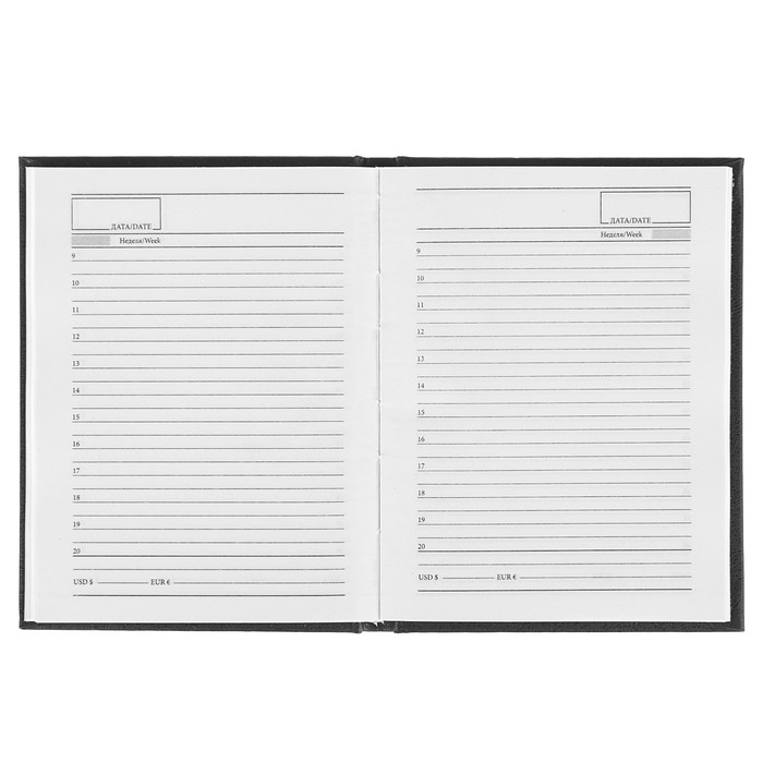 Ежедневник недатированный А6, 192 страницы, обложка бумвинил Чёрный