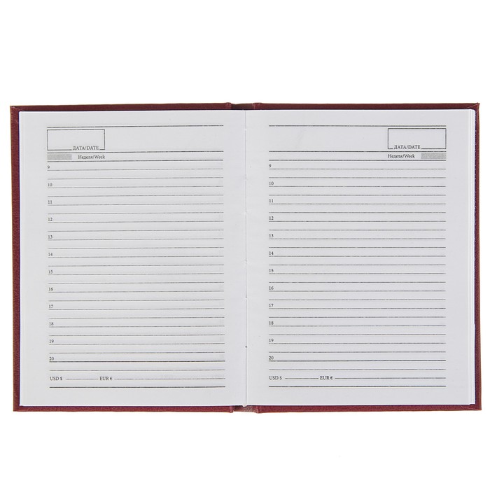 Ежедневник недатированный А6, 192 страницы, бумвинил, бордовый