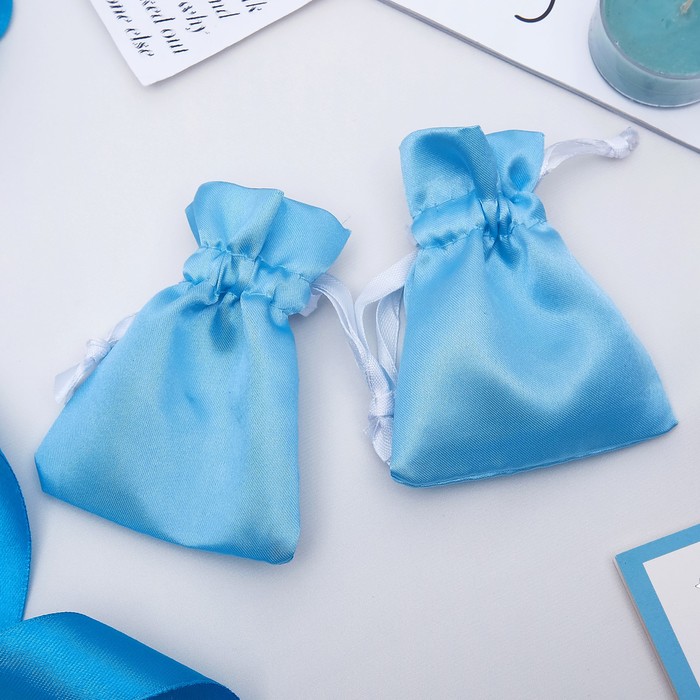 Мешочек подарочный атласный "Тиффани" 7*9см, цвет бирюзово-белый