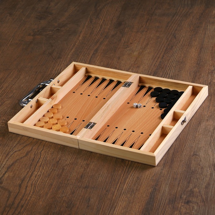 Набор игр 3в1 «Синева», нарды (фишка d=2 см), шахматы (фигуры 3 - 5.5 см), шашки, 29х20 см