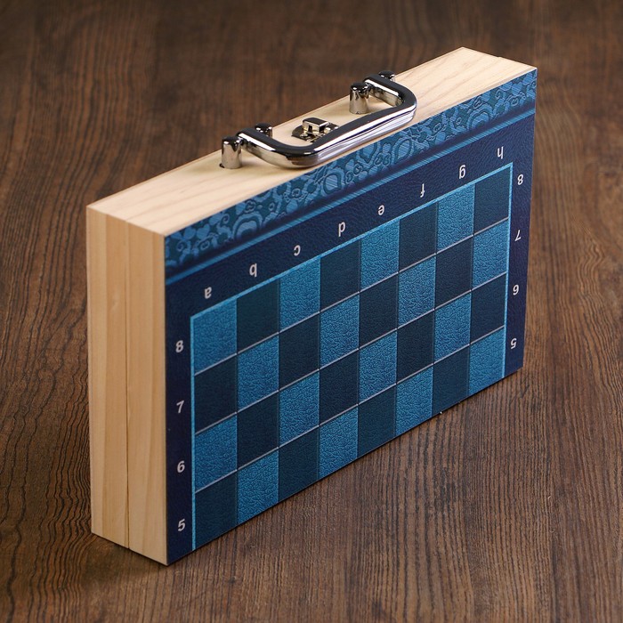 Набор игр 3в1 «Синева», нарды (фишка d=2 см), шахматы (фигуры 3 - 5.5 см), шашки, 29х20 см