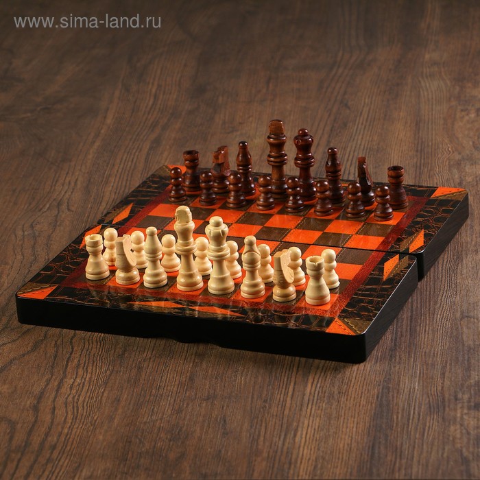 Набор 3 в 1 Ламиран: шахматы, шашки, нарды, 30 х 30 см