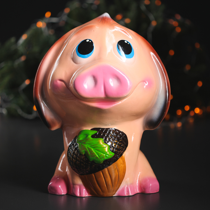 Копилка "Свинка с желудем" 33 см, микс