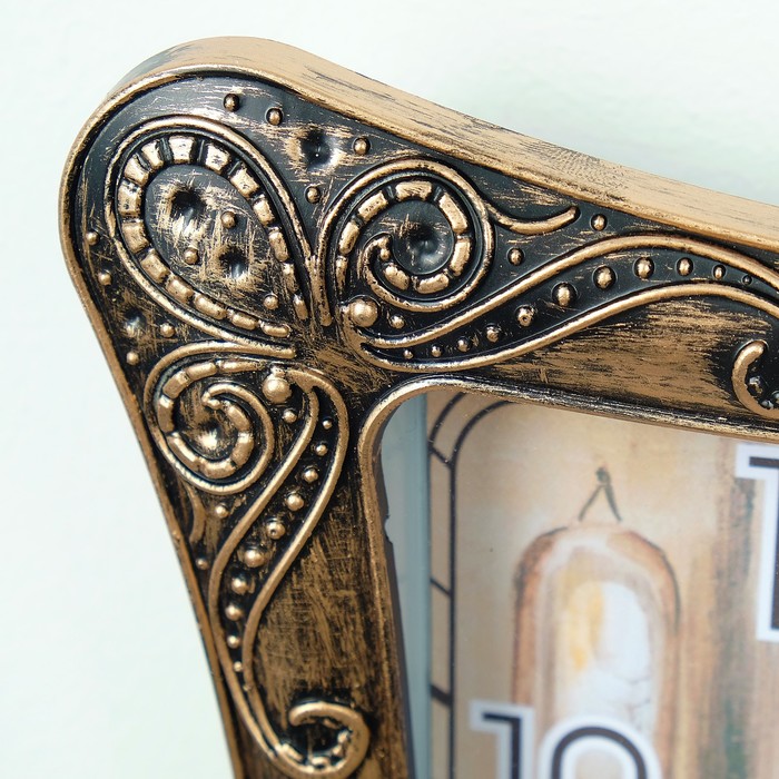 Часы настенные прямоугольные, ретро, с вогнутыми краями, под бронзу 27*3*32 см. микс