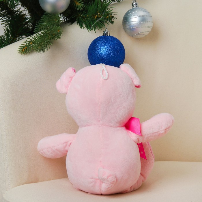 Мягкая игрушка "Свинка бант в горошек" с подвесом