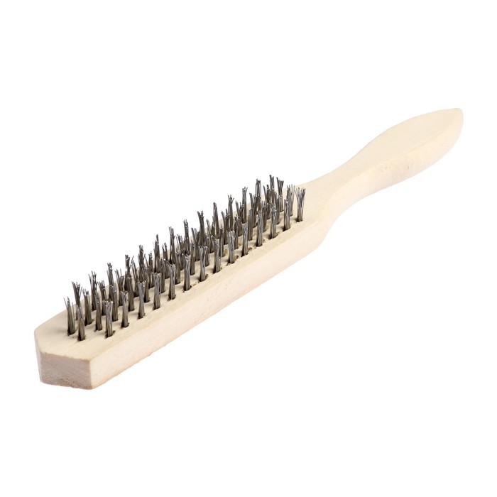 Щетка металлическая LOM ручная, деревянная рукоятка, 4-рядная