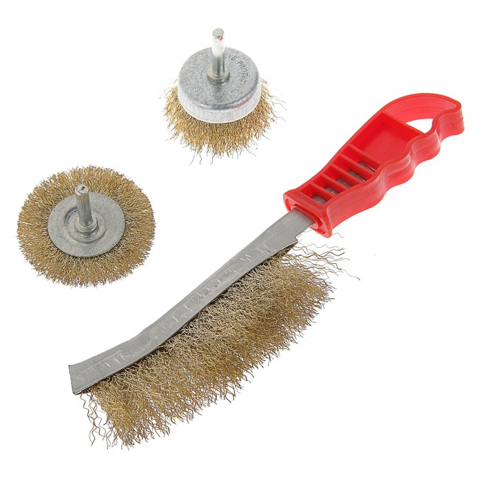 Набор щеток металлических LOM, 3 пр. 65 мм плоская, 50 мм чашка, ручная 1 шт