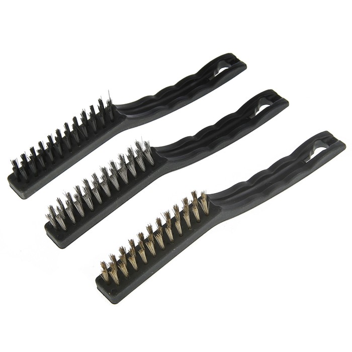 Набор щеток металлических LOM, ручные, пластиковая рукоятка, 3 шт БОЛЬШИЕ