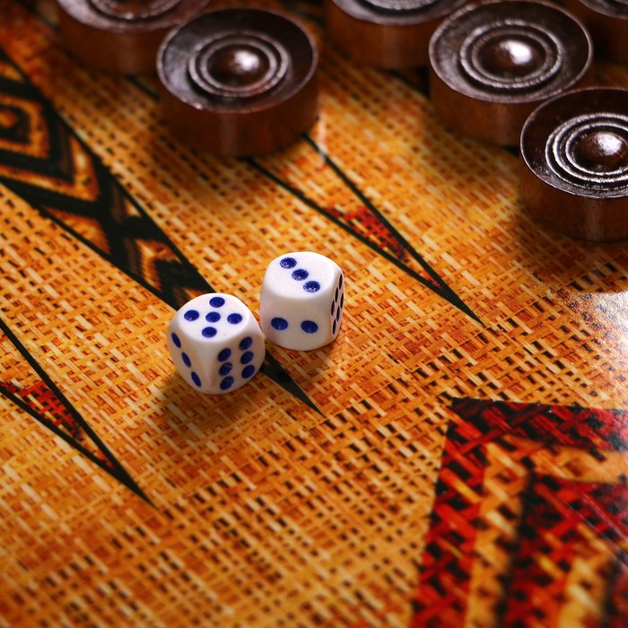 Нарды деревянные, лакированные,с узором, поле 40х40 см, фишка 2.5х2.5х1 см