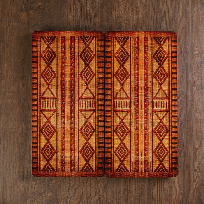 Нарды деревянные, лакированные,с узором, поле 40х40 см, фишка 2.5х2.5х1 см