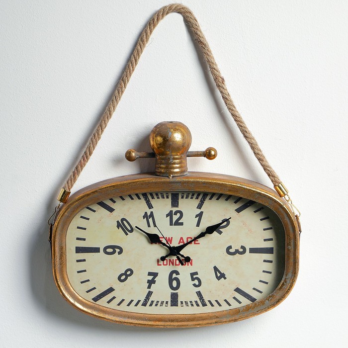 Часы интерьерные, старинные, канатный подвес , 34*29*5 см