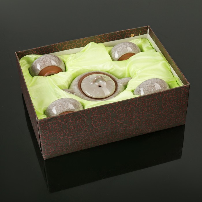 Набор для чайной церемонии "Искушение", 5 предметов: чайник 180 мл, 4 чашки 50 мл, цвет серый