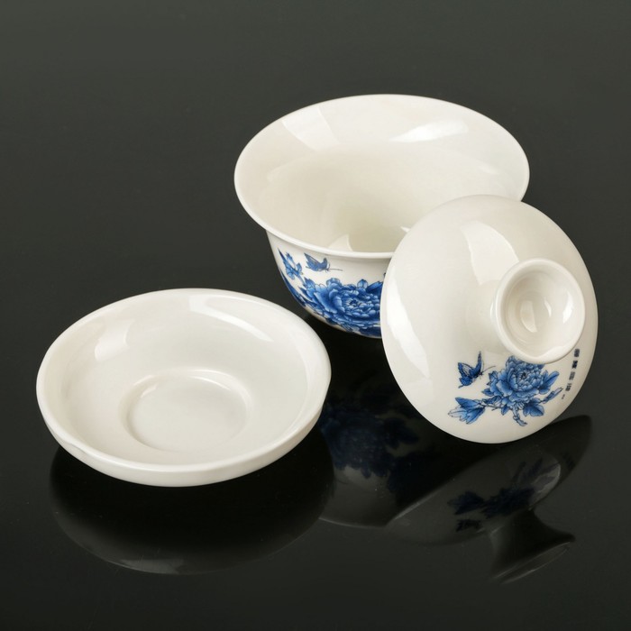 Набор для чайной церемонии "Синяя роза", 10 предметов: чахай 150 мл, гайвань 150 мл, 8 чашек 50 мл