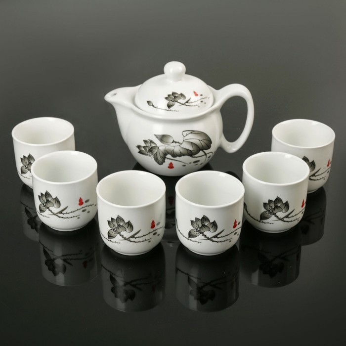 Набор для чайной церемонии "Веточка", 7 предметов: чайник 300 мл, 6 чашек 100 мл