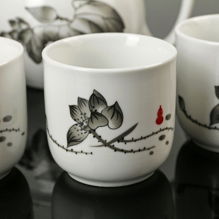 Набор для чайной церемонии "Веточка", 7 предметов: чайник 300 мл, 6 чашек 100 мл