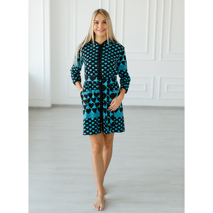 Халат на молнии Леся цвет бирюзовый, р-р48