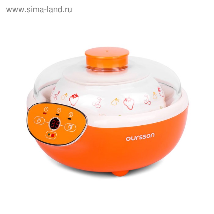 Йогуртница Oursson FE2305D/OR, 20 Вт, 1.5 л, 1 ёмкость, таймер, дисплей, оранжевая