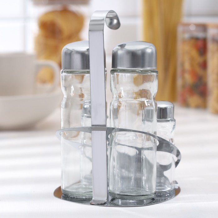 Набор для специй 5 предметов на подставке из металла "Эксклюзив" 11х13х19