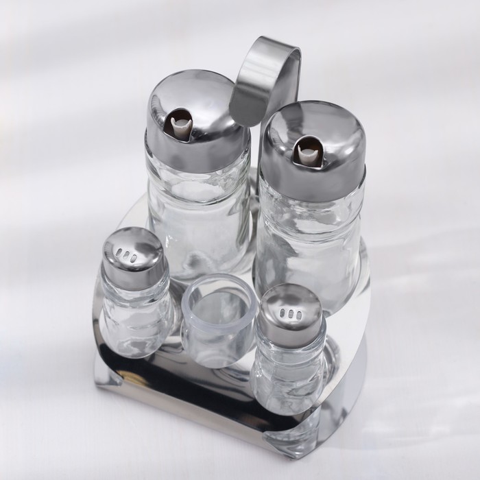 Набор для специй 5 предметов на подставке из металла "Эксклюзив" 11х13х19