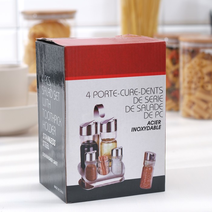 Набор для специй 5 предметов на подставке из металла "Эксклюзив" 11х13х19