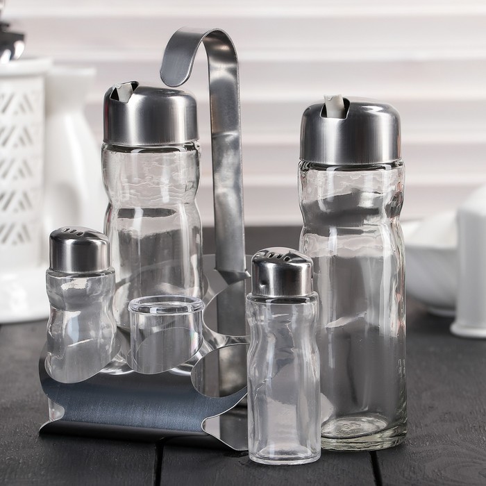 Набор для специй 5 предметов на подставке из металла "Эксклюзив" 11х13х19