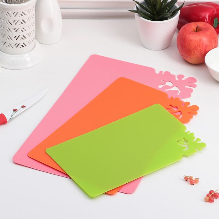 Набор досок противоскользящих "Клякса", 3 шт: 37х23 см, 19х30 см, 25х15,5 см