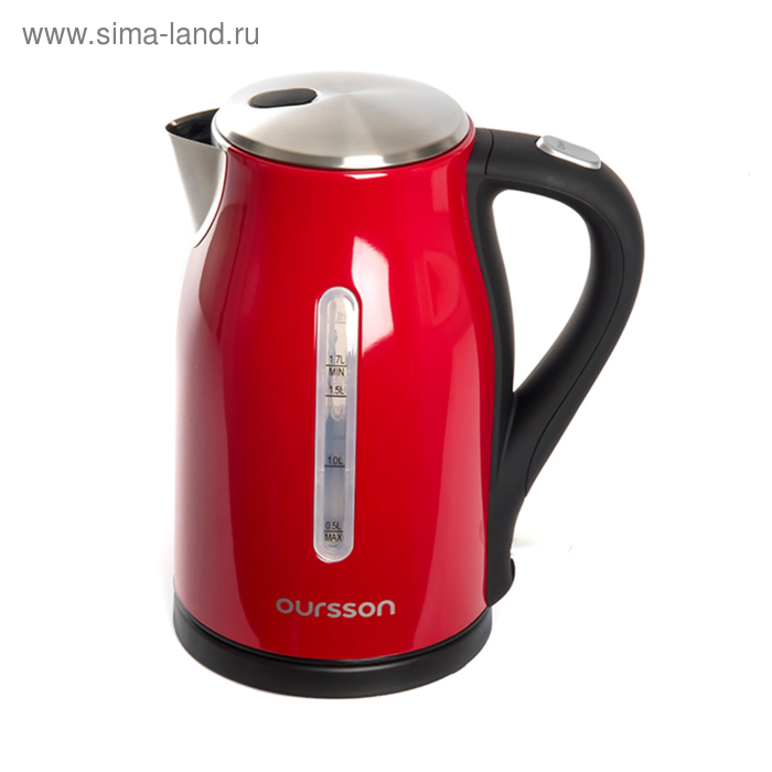 Чайник электрический Oursson EK1760M/RD, металл, 1.7 л, 2400 Вт, красный