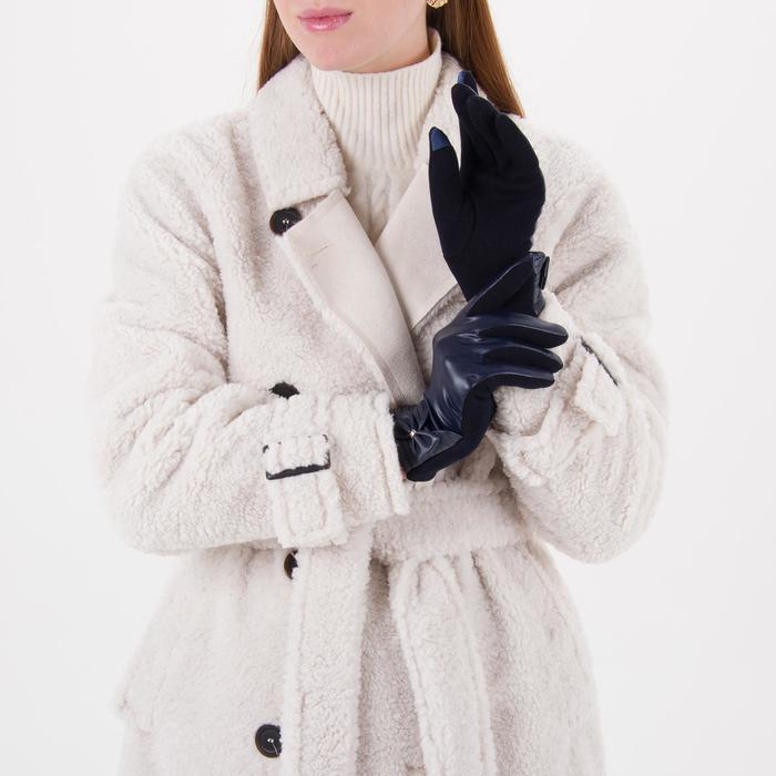 Перчатки женские безразмерные, комбинированные, без подклада, для сенсорных экранов, цвет синий