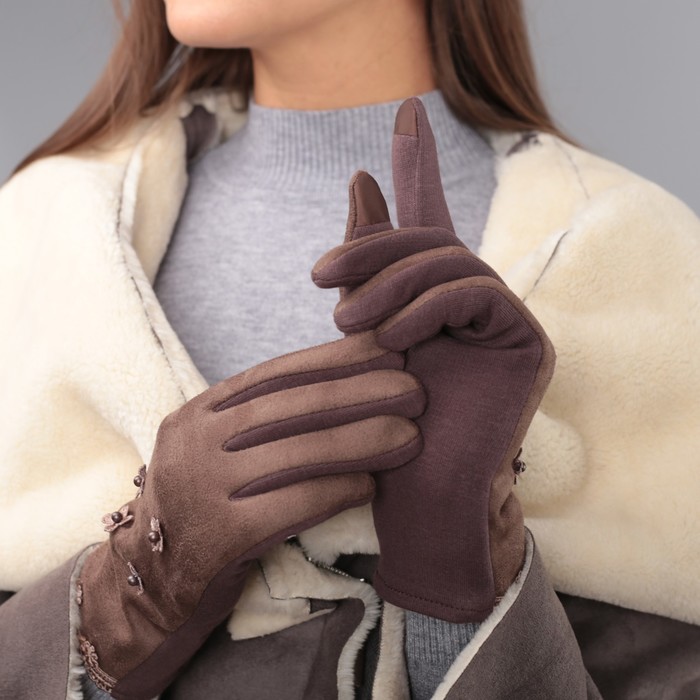 Перчатки женские безразмерные, без подклада, для сенсорных экранов, цвет хаки