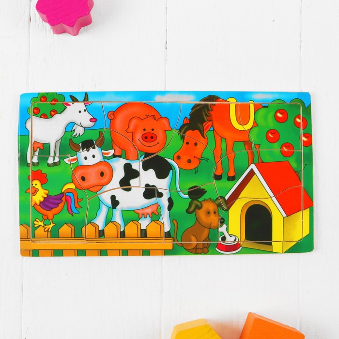 Пазл "Животные в деревне"