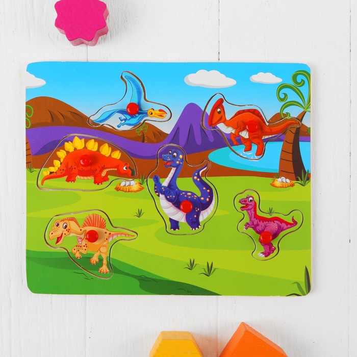 Рамка-вкладыш "Динозаврики", 6 элементов