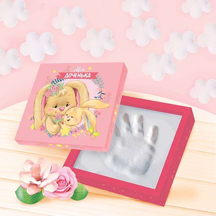 Слепок ладошки в шкатулке "Моя доченька" из массы для лепки