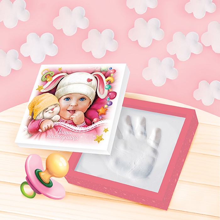 Слепок ладошки в шкатулке "Наша наследница" из массы для лепки