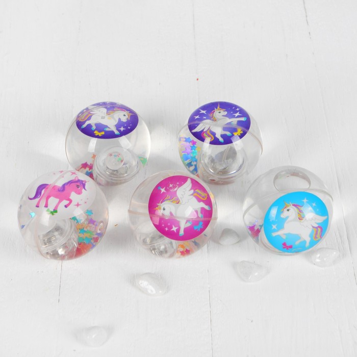 Мяч световой "Единорог" с водой 6,5 см, виды МИКС
