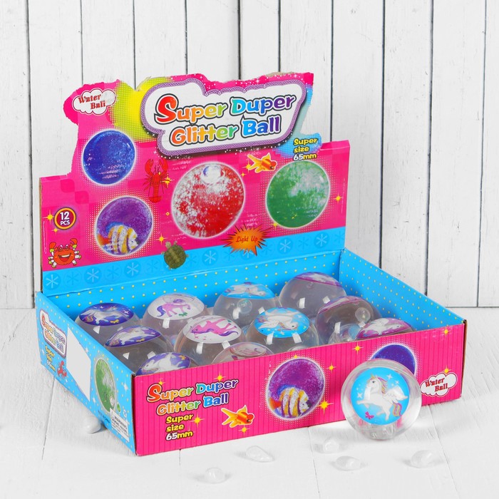 Мяч световой "Единорог" с водой 6,5 см, виды МИКС