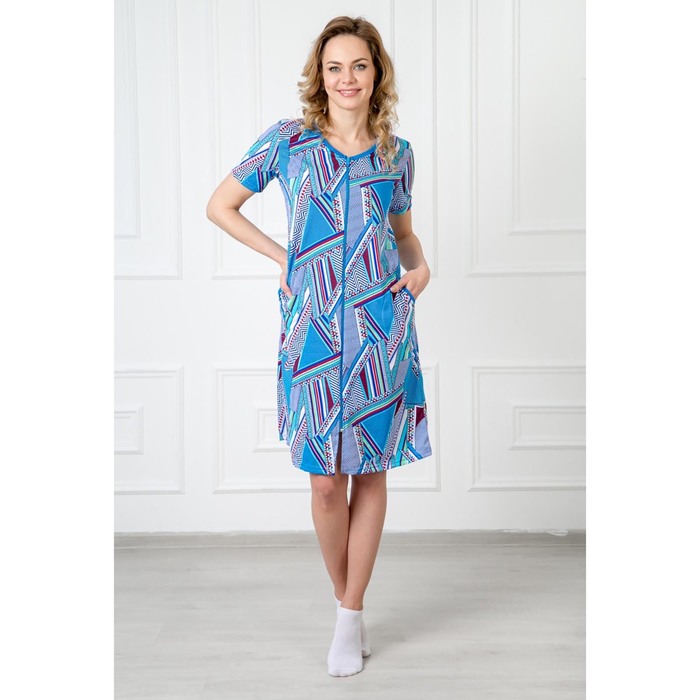 Халат женский на молнии 291 Надежда цвет синий, р-р 62