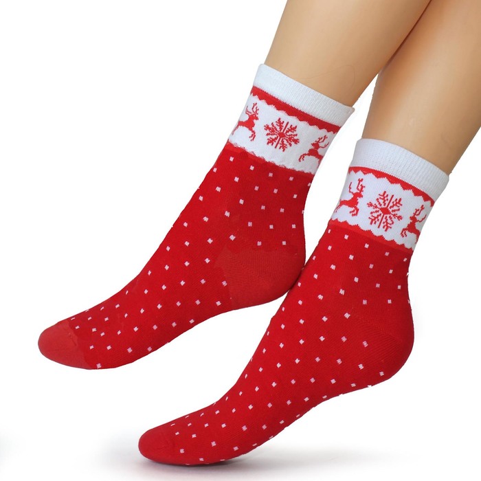 Носки женские, цвет красный, р-р 23-25