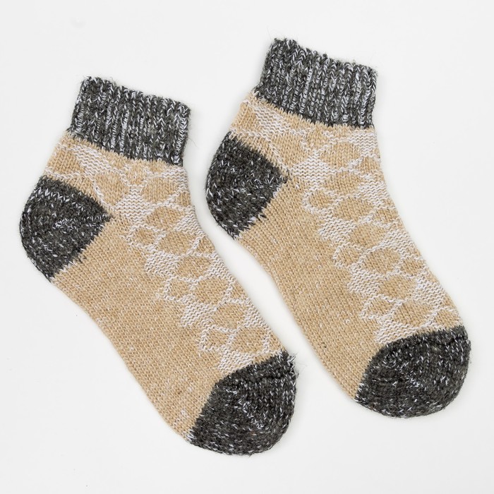 Носки детские укороченные, цвет бежевый/серый, размер 14-16