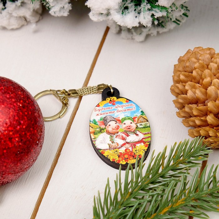 Брелок «Свинки», хохлома, 3,4×5,7×0,3 см